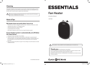 Manual Currys Essentials C20FHW20 Heater