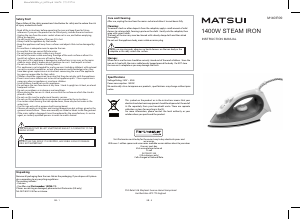 Manual Matsui M140IR09 Iron