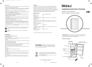 Handleiding Matsui MUR1107WWE Koelkast