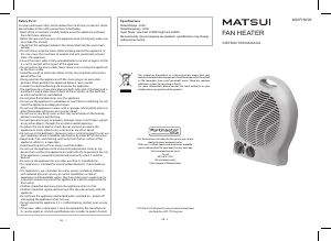 Manual Matsui M20FHW09 Heater