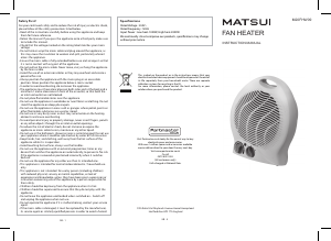 Bruksanvisning Matsui M20FHW09 Värmefläkt