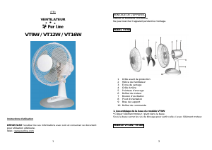 Mode d’emploi Pur Line VT12W Ventilateur