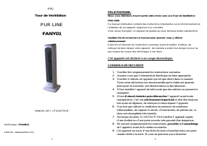 Mode d’emploi Pur Line FANY01 Ventilateur