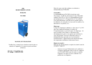 Mode d’emploi Pur Line PLC2000 Déshumidificateur