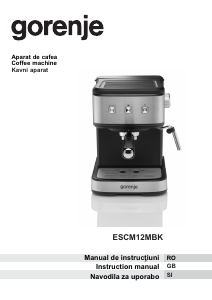 Priročnik Gorenje ESCM12MBK Espresso kavni aparat