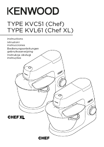 Посібник Kenwood KVL6100T Chef XL Планетарний міксер