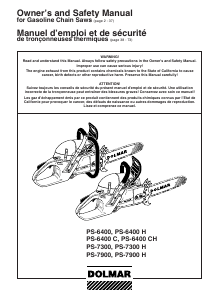 Mode d’emploi Dolmar PS-7900 H Tronçonneuse