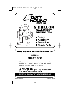 Manual de uso Dirt Hound DH05000 Aspirador