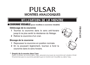 Mode d’emploi Pulsar PH8503X1 Regular Montre