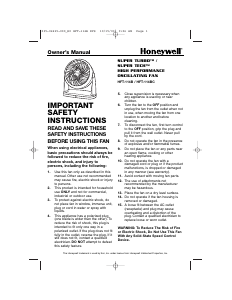 Manual de uso Honeywell HFT-114B Ventilador