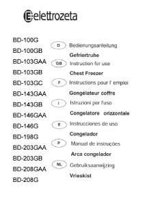 Manual de uso Elettrozeta BD-100GB Congelador