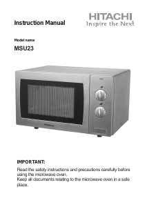Bruksanvisning Hitachi MSU23 Mikrovågsugn