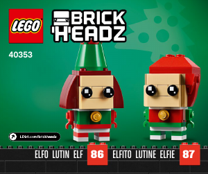 Manual de uso Lego set 40353 Brickheadz Reno, Elfo y Elfillo