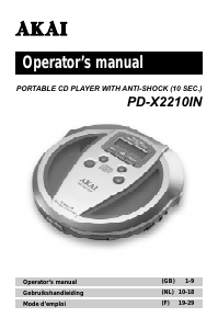 Mode d’emploi Akai PD-X2210IN Lecteur CD portable