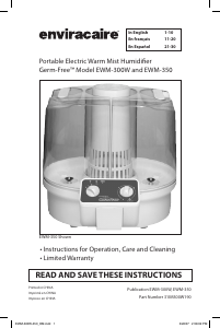 Manual de uso Enviracaire EWM-300W Humidificador
