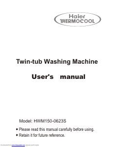 Manual Haier-Thermocool HWM150-0623S Washing Machine