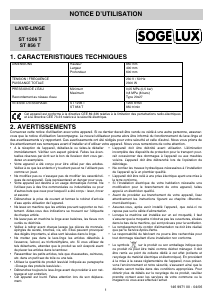 Mode d’emploi Sogelux ST856T Lave-linge