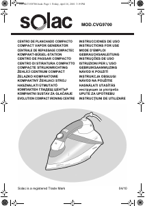 Manual Solac CVG9700 Fier de călcat