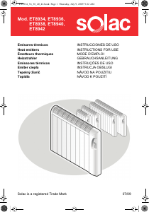 Návod Solac ET8934 Ohrievač