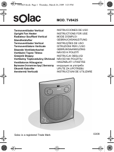 Manual de uso Solac TV8425 Calefactor