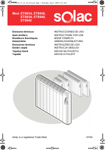 Manual de uso Solac ET8938 Calefactor