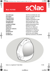 Instrukcja Solac HU1060 Nawilżacz