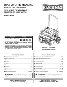 Manual Black Max BM903600 Generator