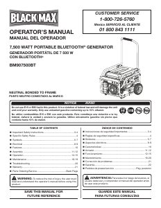 Manual de uso Black Max BM907500BT Generador