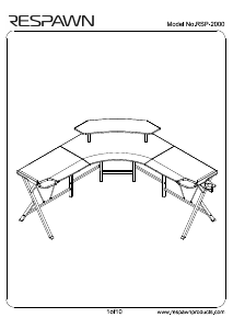 说明书 Respawn RSP-2000-BLU 桌子
