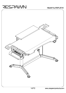 Kullanım kılavuzu Respawn RSP-3010-BLU Çalışma masası