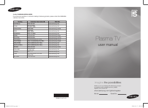 Handleiding Samsung PS50A550S1R Plasma televisie