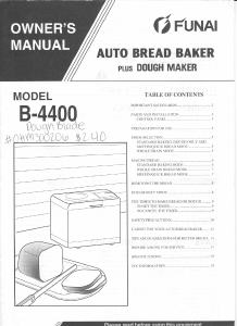 Handleiding Funai B-4400 Broodbakmachine