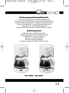 Mode d’emploi Clatronic KA 2426 Cafetière