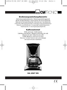 Mode d’emploi Clatronic KA 2567 DS Cafetière