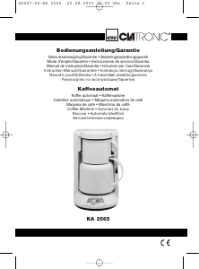 Mode d’emploi Clatronic KA 2565 Cafetière