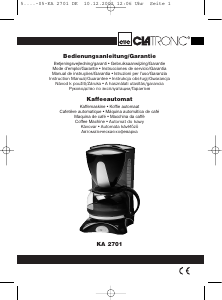 Mode d’emploi Clatronic KA 2701 Cafetière