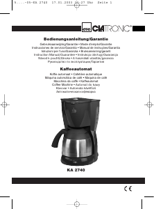 Bedienungsanleitung Clatronic KA 2740 Kaffeemaschine