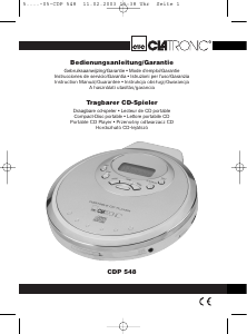 Instrukcja Clatronic CDP 548 Przenośny odtwarzacz CD