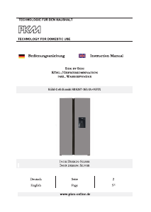 Bedienungsanleitung PKM SBS267-165.4A+NFIX Kühl-gefrierkombination