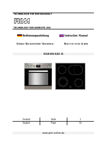 Bedienungsanleitung PKM HS20 HH-KBZ IX Herd