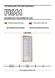 Bedienungsanleitung PKM GKS1000 Kühlschrank
