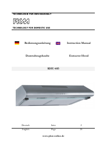 Bedienungsanleitung PKM KHU-603 Dunstabzugshaube