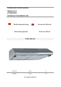 Bedienungsanleitung PKM UBH 4060-2H Dunstabzugshaube