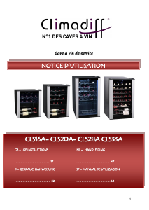 Mode d’emploi Climadiff CLS28A Cave à vin