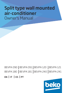 Manual BEKO BEVPA 180/ BEVPA 181 Ar condicionado