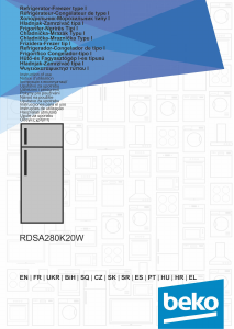 Návod BEKO RDSA280K20W Chladnička s mrazničkou