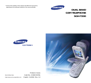 Manual Samsung SGH-T200 Mobile Phone