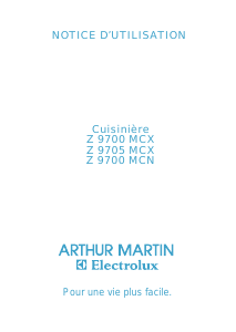 Mode d’emploi Arthur Martin-Electrolux Z9700MCN Cuisinière