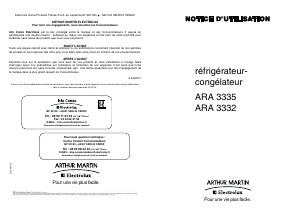 Mode d’emploi Arthur Martin-Electrolux ARA3332 Réfrigérateur combiné