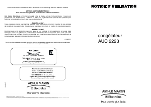 Mode d’emploi Arthur Martin-Electrolux AUC 2223 Congélateur